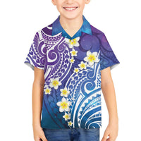 Plumeria With Galaxy Polynesian Tattoo Pattern Family Matching Off The Shoulder Long Sleeve Dress and Hawaiian Shirt LT05 Son's Shirt Galaxy - Polynesian Pride