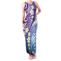 Plumeria With Galaxy Polynesian Tattoo Pattern Family Matching Tank Maxi Dress and Hawaiian Shirt