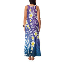 Plumeria With Galaxy Polynesian Tattoo Pattern Family Matching Tank Maxi Dress and Hawaiian Shirt
