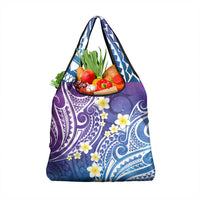 Plumeria With Galaxy Polynesian Tattoo Pattern Grocery Bag