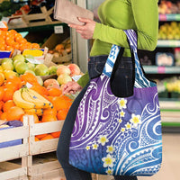 Plumeria With Galaxy Polynesian Tattoo Pattern Grocery Bag