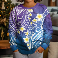 Plumeria With Galaxy Polynesian Tattoo Pattern Kid Ugly Christmas Sweater