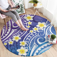 Plumeria With Galaxy Polynesian Tattoo Pattern Round Carpet LT05 - Polynesian Pride