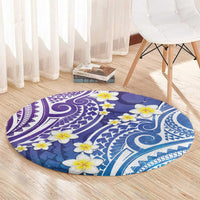 Plumeria With Galaxy Polynesian Tattoo Pattern Round Carpet LT05 - Polynesian Pride