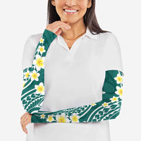 Plumeria With Teal Polynesian Tattoo Pattern Arm Sleeves LT05 - Polynesian Pride