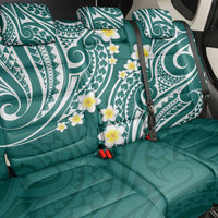 Plumeria With Teal Polynesian Tattoo Pattern Back Car Seat Cover LT05 - Polynesian Pride