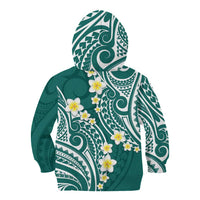 Plumeria With Teal Polynesian Tattoo Pattern Kid Hoodie