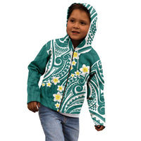 Plumeria With Teal Polynesian Tattoo Pattern Kid Hoodie