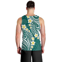Plumeria With Teal Polynesian Tattoo Pattern Men Tank Top LT05 - Polynesian Pride