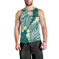 Plumeria With Teal Polynesian Tattoo Pattern Men Tank Top LT05 - Polynesian Pride