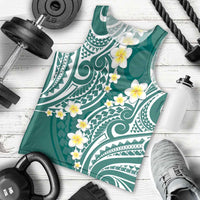 Plumeria With Teal Polynesian Tattoo Pattern Men Tank Top LT05 - Polynesian Pride