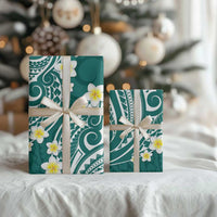 Plumeria With Teal Polynesian Tattoo Pattern Wrapping Paper - Polynesian Pride
