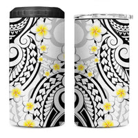 Plumeria With White Polynesian Tattoo Pattern 4 in 1 Can Cooler Tumbler