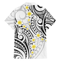 Plumeria With White Polynesian Tattoo Pattern Family Matching Off Shoulder Short Dress and Hawaiian Shirt LT05 - Polynesian Pride