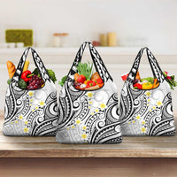 Plumeria With White Polynesian Tattoo Pattern Grocery Bag