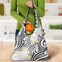 Plumeria With White Polynesian Tattoo Pattern Grocery Bag