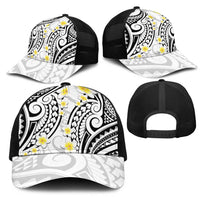 Plumeria With White Polynesian Tattoo Pattern Mesh Trucker Cap LT05 - Polynesian Pride