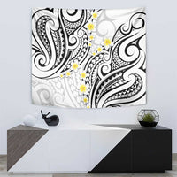 Plumeria With White Polynesian Tattoo Pattern Tapestry