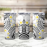 Plumeria With White Polynesian Tattoo Pattern Tumbler Cup LT05 - Polynesian Pride