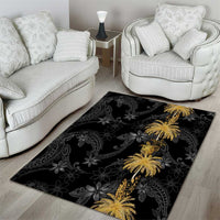 Hawaiian Honu And Surfboards Area Rug Gold Style - Polynesian Pride