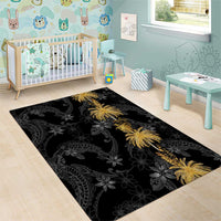 Hawaiian Honu And Surfboards Area Rug Gold Style - Polynesian Pride