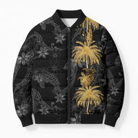 Hawaiian Honu And Surfboards Bomber Puffer Jacket Gold Style LT05 Unisex Gold - Polynesian Pride