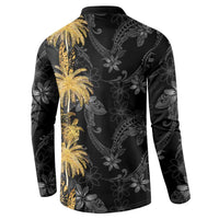 Hawaiian Honu And Surfboards Button Sweatshirt Gold Style - Polynesian Pride