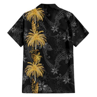 Hawaiian Honu And Surfboards Family Matching Summer Maxi Dress and Hawaiian Shirt Gold Style - Polynesian Pride