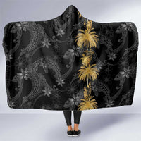 Hawaiian Honu And Surfboards Hooded Blanket Gold Style - Polynesian Pride