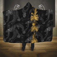 Hawaiian Honu And Surfboards Hooded Blanket Gold Style - Polynesian Pride