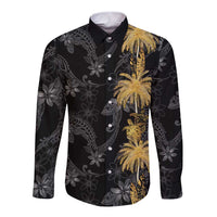 Hawaiian Honu And Surfboards Long Sleeve Button Shirt Gold Style - Polynesian Pride