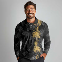 Hawaiian Honu And Surfboards Long Sleeve Polo Shirt Gold Style - Polynesian Pride