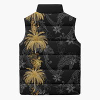 Hawaiian Honu And Surfboards Sleeveless Puffer Jacket Gold Style - Polynesian Pride