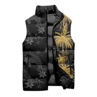 Hawaiian Honu And Surfboards Sleeveless Puffer Jacket Gold Style - Polynesian Pride