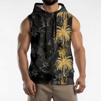 Hawaiian Honu And Surfboards Sleeveless Zip Hoodie Gold Style - Polynesian Pride