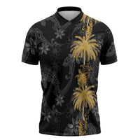 Hawaiian Honu And Surfboards Zipper Polo Shirt Gold Style - Polynesian Pride