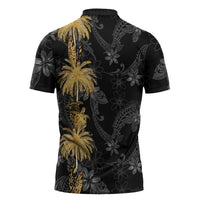 Hawaiian Honu And Surfboards Zipper Polo Shirt Gold Style - Polynesian Pride