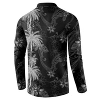 Hawaiian Honu And Surfboards Button Sweatshirt Silver Style - Polynesian Pride