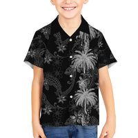 Hawaiian Honu And Surfboards Kid Hawaiian Shirt Silver Style - Polynesian Pride