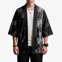 Hawaiian Honu And Surfboards Kimono Silver Style - Polynesian Pride
