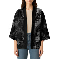 Hawaiian Honu And Surfboards Kimono Silver Style - Polynesian Pride