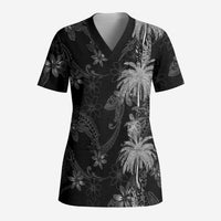 Hawaiian Honu And Surfboards Scrub Top Silver Style - Polynesian Pride