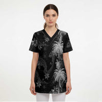 Hawaiian Honu And Surfboards Scrub Top Silver Style - Polynesian Pride