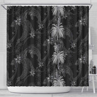Hawaiian Honu And Surfboards Shower Curtain Silver Style - Polynesian Pride