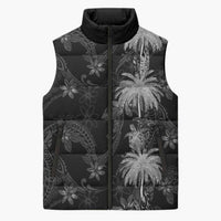 Hawaiian Honu And Surfboards Sleeveless Puffer Jacket Silver Style LT05 Unisex Silver - Polynesian Pride