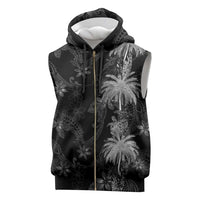 Hawaiian Honu And Surfboards Sleeveless Zip Hoodie Silver Style - Polynesian Pride