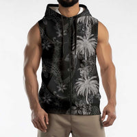Hawaiian Honu And Surfboards Sleeveless Zip Hoodie Silver Style - Polynesian Pride