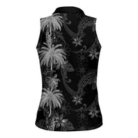 Hawaiian Honu And Surfboards Women Sleeveless Polo Shirt Silver Style - Polynesian Pride