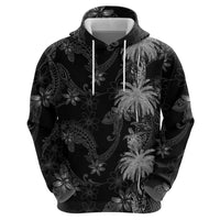 Hawaiian Honu And Surfboards Zip Hoodie Silver Style - Polynesian Pride