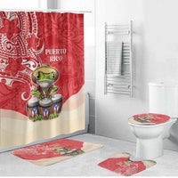 Puerto Rico Bathroom Set Coqui Frog With Polynesian Pattern - Polynesian Pride
